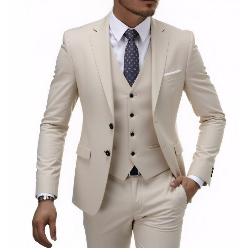 Herren nan dreiteiliges Slim-Fit Anzugset mit Weste, schmalem Revers und taillierter Silhouette EB