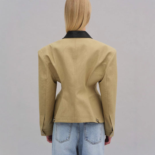 Damen modische Kurzjacke mit kontrastierendem Kragen EB