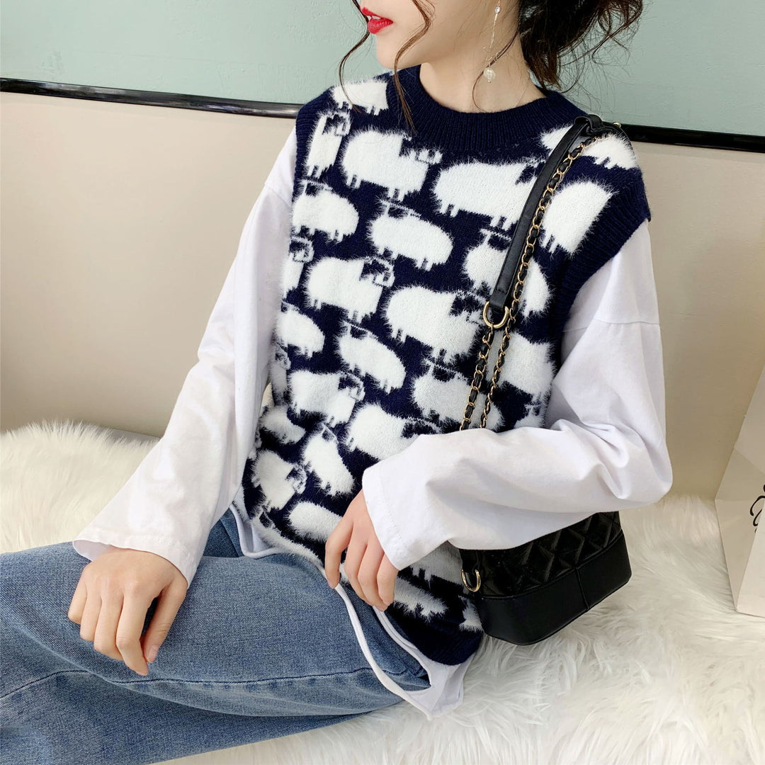 Damen Strickpullover mit verspieltem Tiermotiv und lässigem Schnitt EB