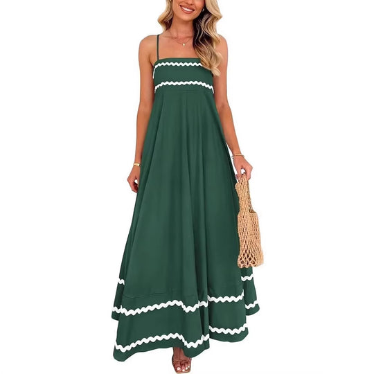 Damen Maxikleid mit eleganten Zierhörnchen und verstellbaren Trägern EB
