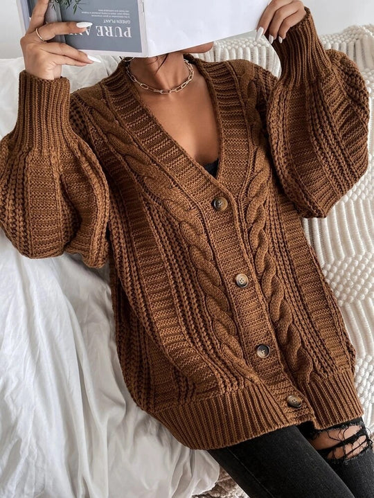 Damen Grobstrick-Cardigan mit dekorativem Zopfmuster EB