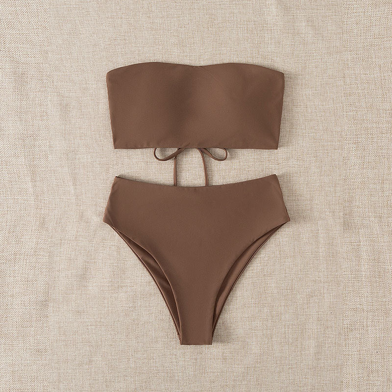 Damen Bandeau-Bikini mit hoher Taille EB