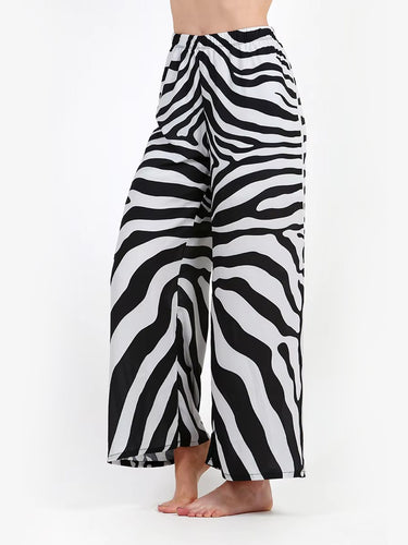Damen Sportliche Leggings mit auffälligem Zebra-Muster EB