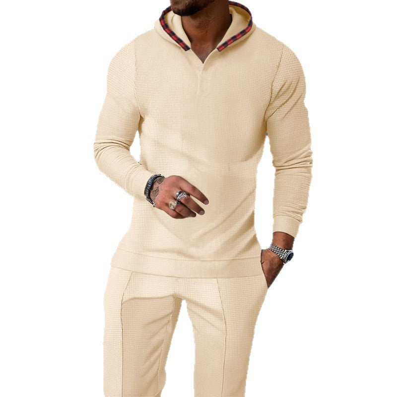 Herren Sportlicher Hoodie mit Karodetails und passtgenauen Jogginghose EB