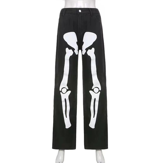 Damen lässige Cargo-Hose mit auffälligem Skelett-Design EB