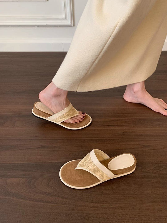 Damen elegante Riemchen-Pantoletten mit gewebtem Detail und komfortablem Fußbett EB