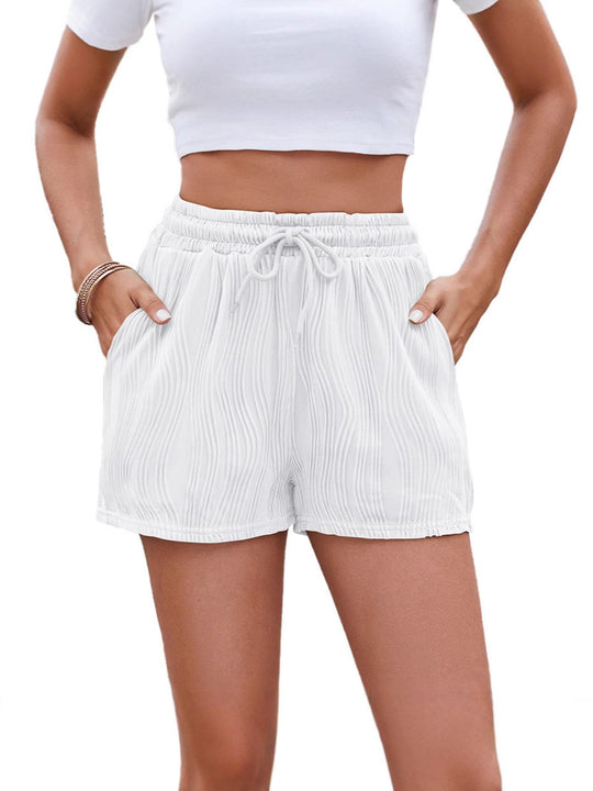 Damen Sportliche Shorts mit elastischem Bund und Raffmuster EB