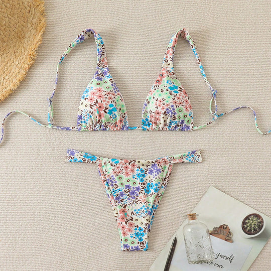 Damen Triangel-Bikini mit frischem floralen Design EB