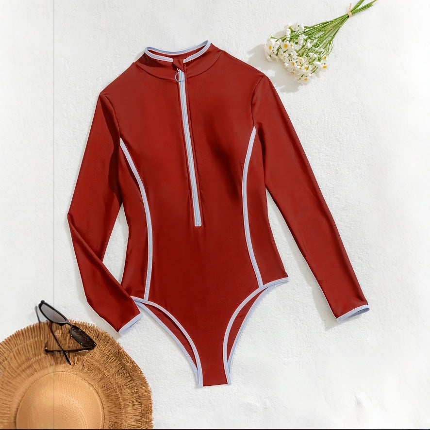 Damen Langarm Schwimmanzug mit hohem Kragen EB