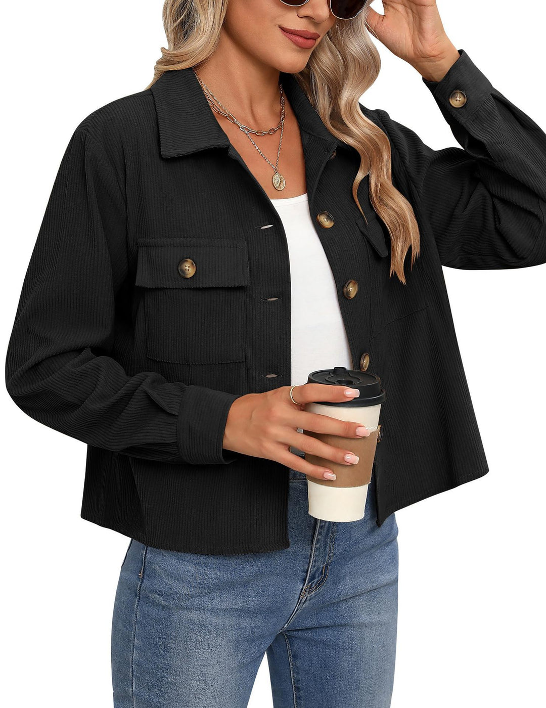 Damen Cordjacke mit praktischen Brusttaschen EB
