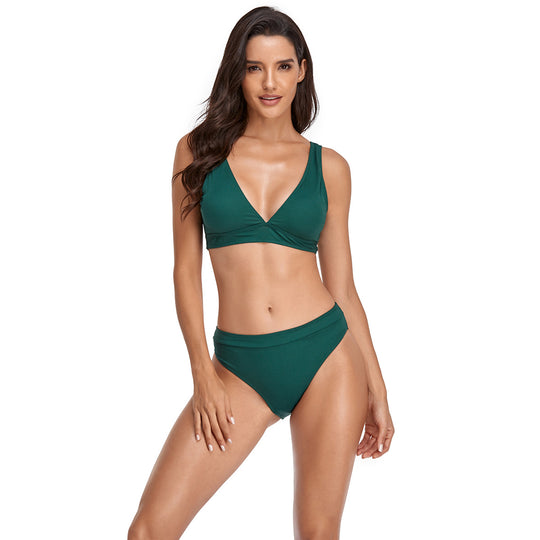 Damen Triangel-Bikini-Set mit modischem Schnitt und hohem Bund EB