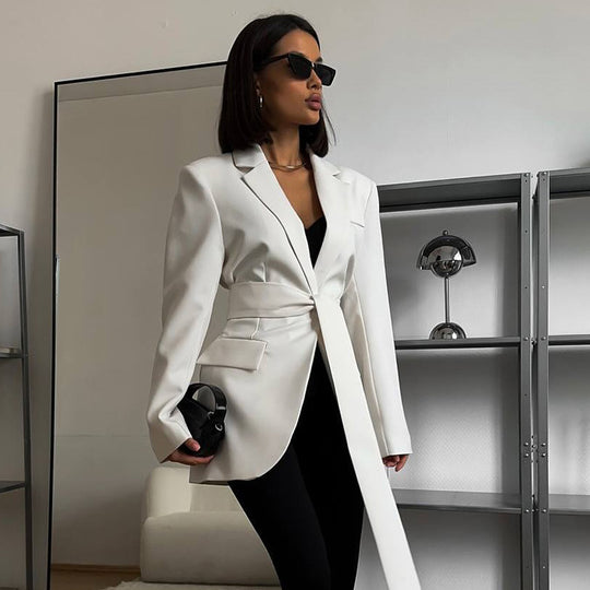 Damen eleganter Blazer mit Taillengürtel EB