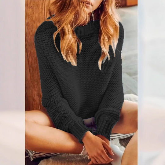 Damen lässiger Strickpullover mit Ribstrickmuster und leicht überschnittenen Schultern EB