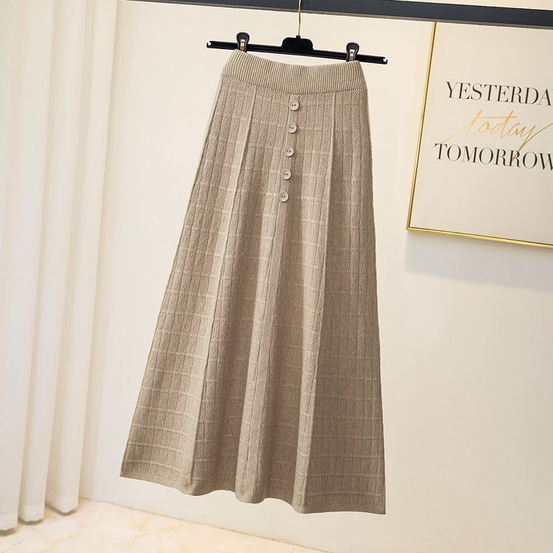 Damen Maxirock mit Struktur und Knopfdetails EB