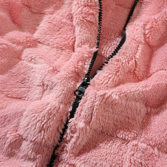 Damen Flauschige Fleecejacke mit Kapuze EB