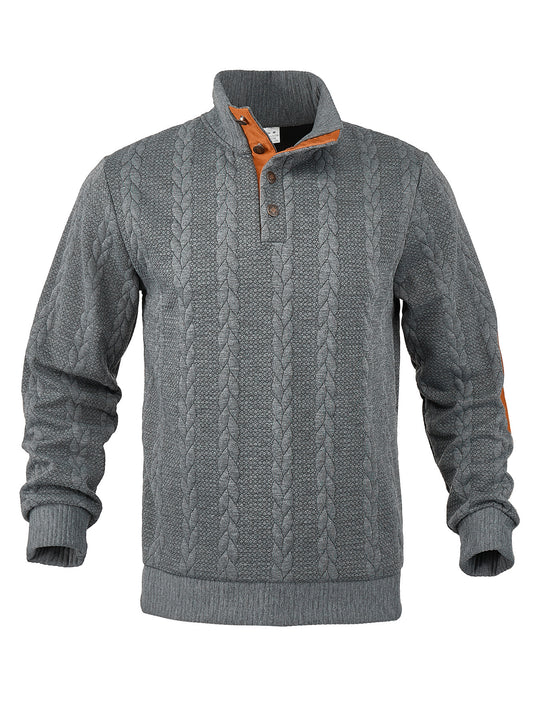 Herren Strickpullover mit hohem Kragen und strukturiertem Muster EB