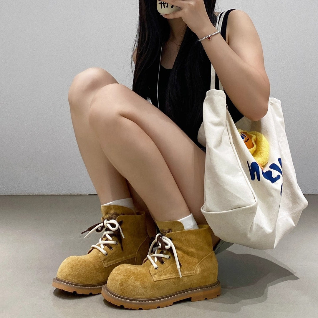 Damen bequeme und stilvolle Chelsea Boots mit trendy Schnürung EB