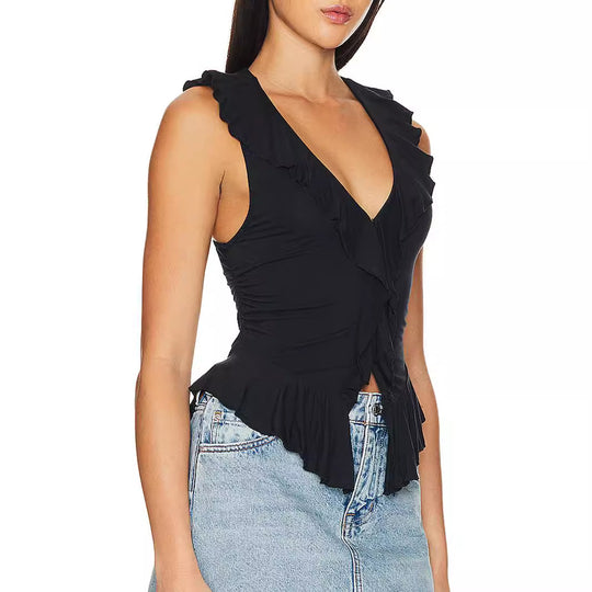 Damen Wickeloberteil mit Rüschendetails EB