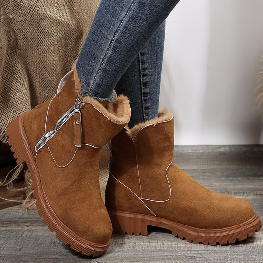 Damen kuschelige Winterstiefeletten mit rutschfester Laufsohle EB