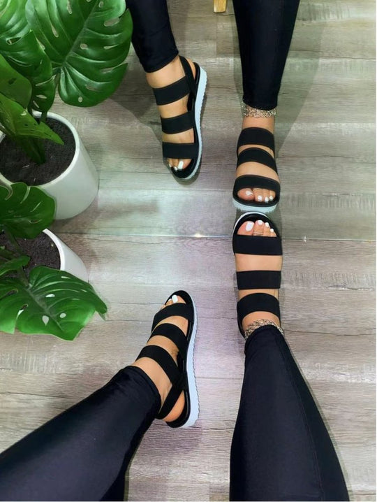 Damen Anpassbare Zehensandalen mit breiten Riemen EB