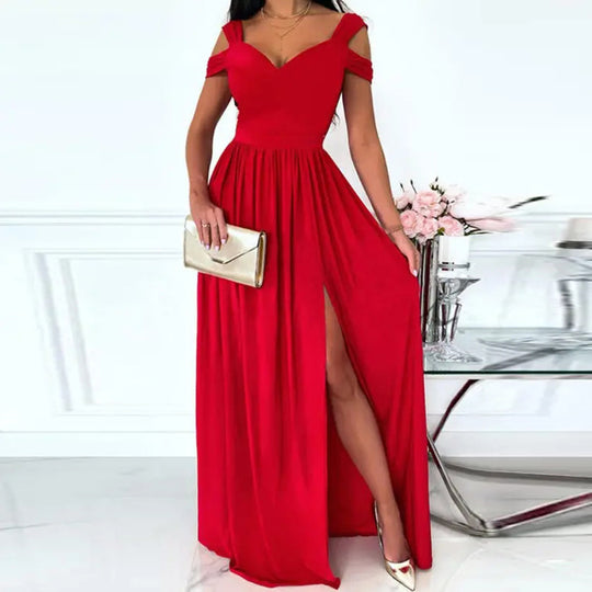 Damen Maxikleid mit elegantem Farbverlauf und schulterfreien Ärmeln EB