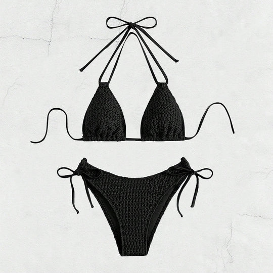 Damen Cropped Bikini mit raffinierten Bindebändern EB