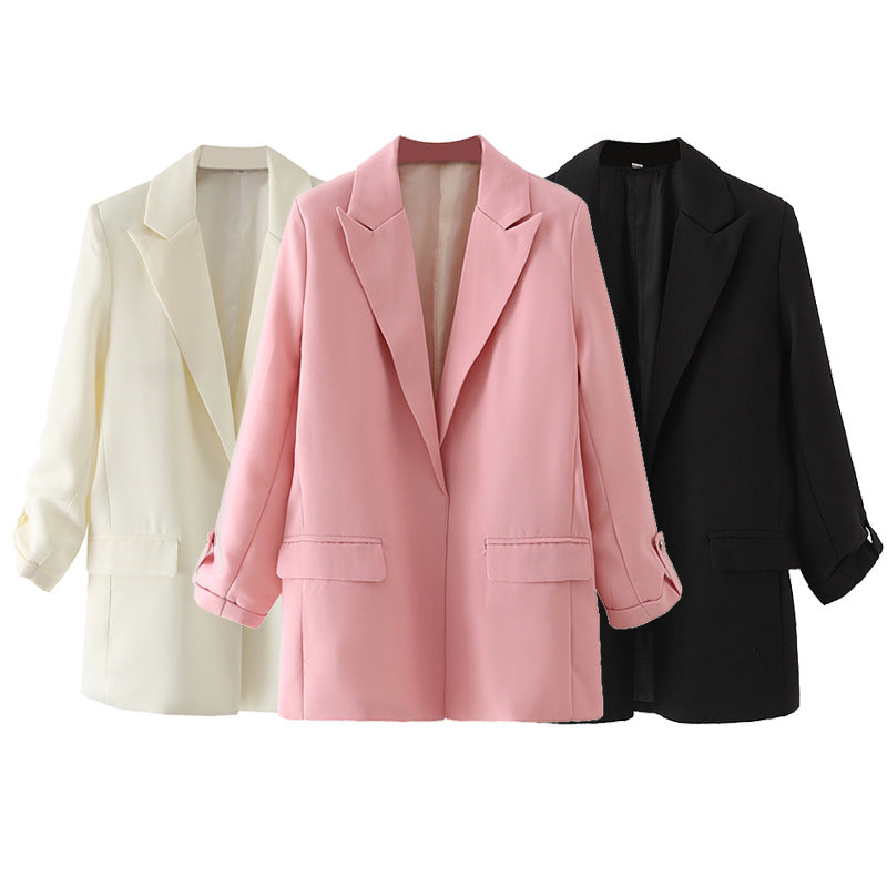 Damen elegante Blazerjacke mit modernem Schnitt und strukturiertem Gewebe EB