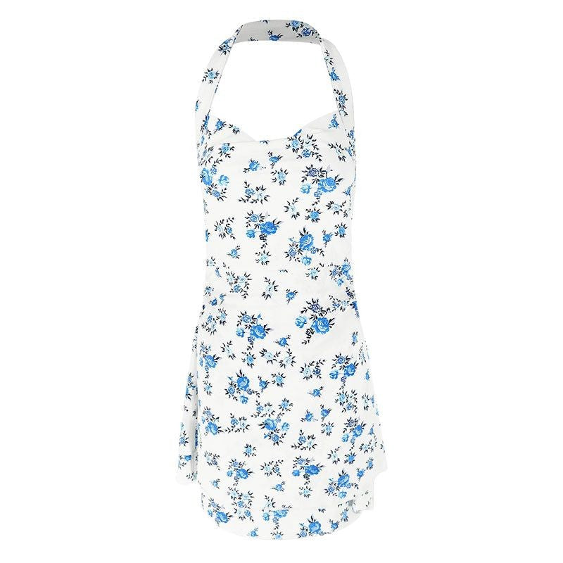 Damen romantisches Halterkleid mit floralen Mustern EB
