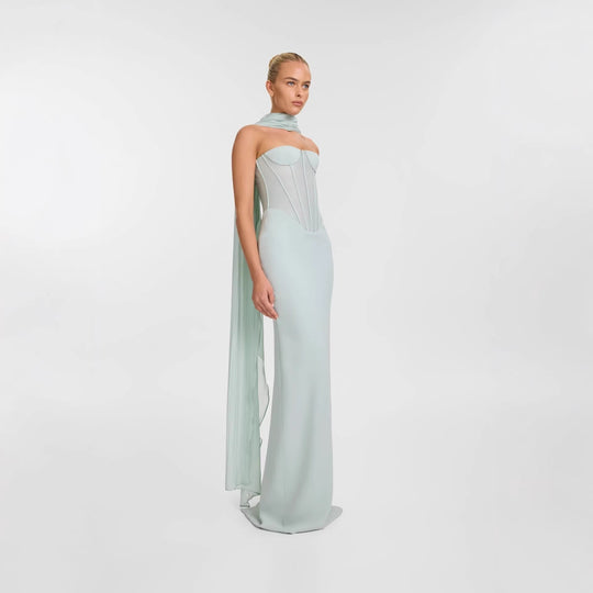 Damen Elegantes Maxikleid mit schulterfreiem Design und raffinierter Bustierpartie EB