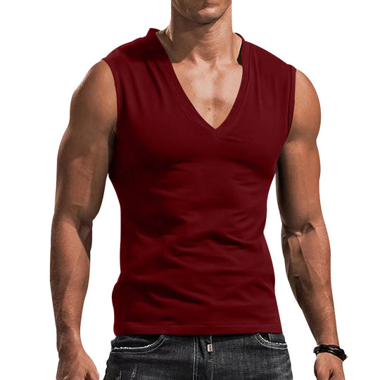 Herren nan tailliertes Tanktop mit tiefem V-Ausschnitt und Stretch-Baumwollmix EB