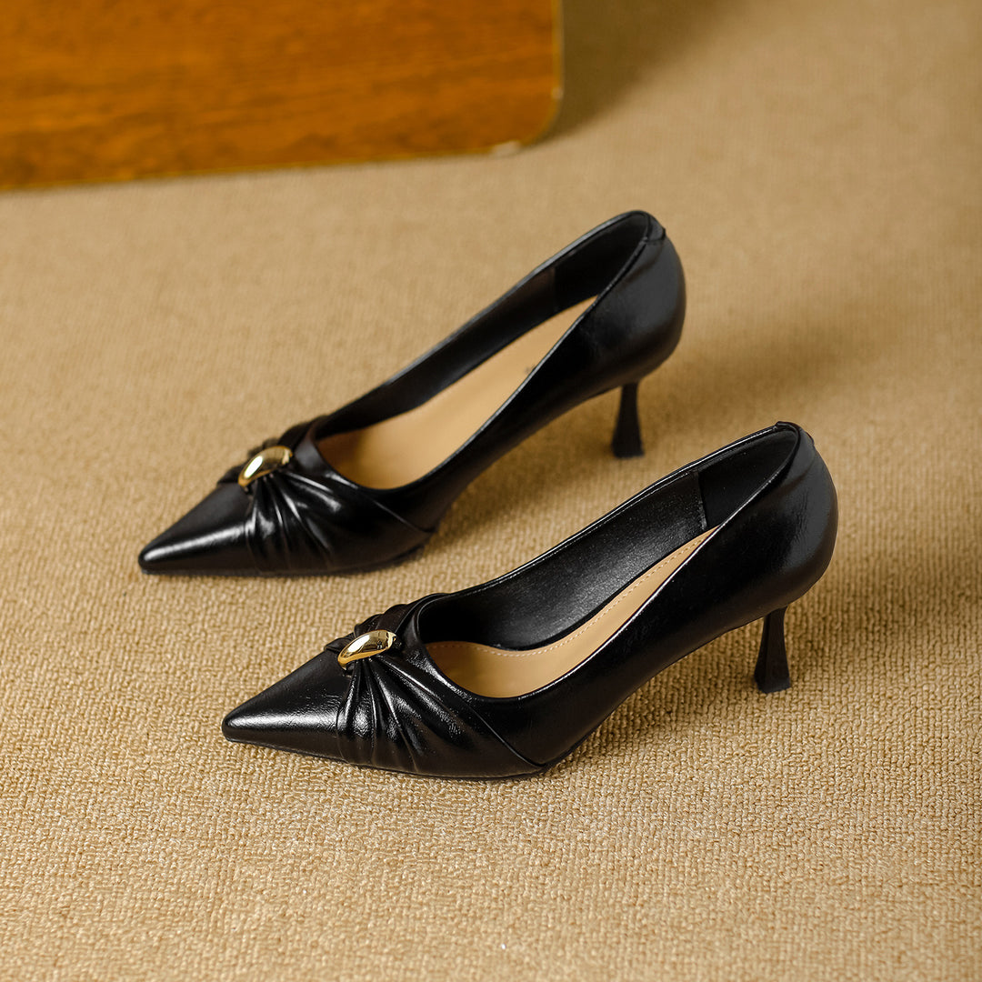 Damen elegante spitze Pumps mit raffinierter Schleifenapplikation EB
