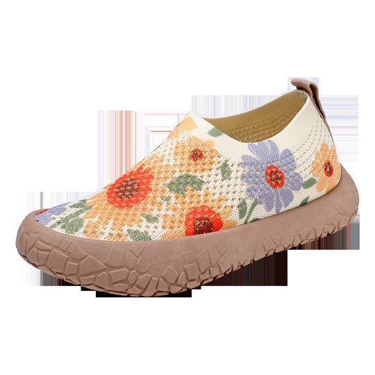 Damen Komfortable Slip-On Freizeitschuhe mit floralem Muster EB