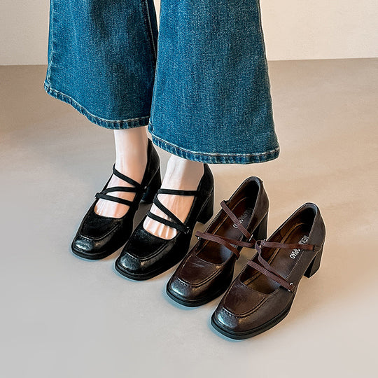 Damen Komfortable Mary Jane Schuhe mit modischem Riemen EB