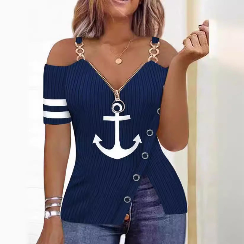 Damen Modisches Oberteil mit asymmetrischem Schnitt und Glitzerdetails EB