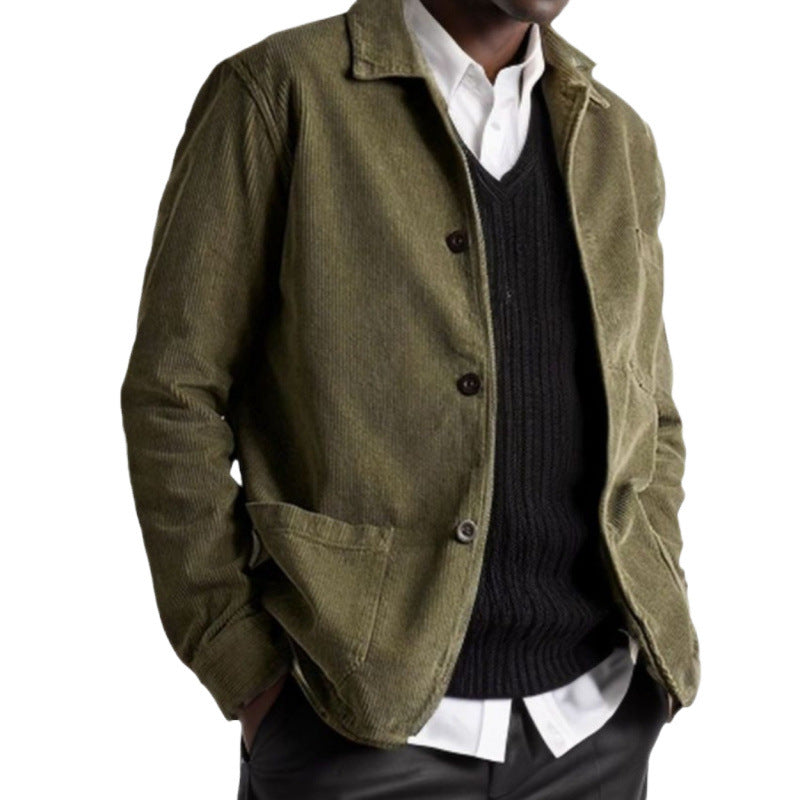 Damen lässige Cordjacke mit praktischen Taschen EB