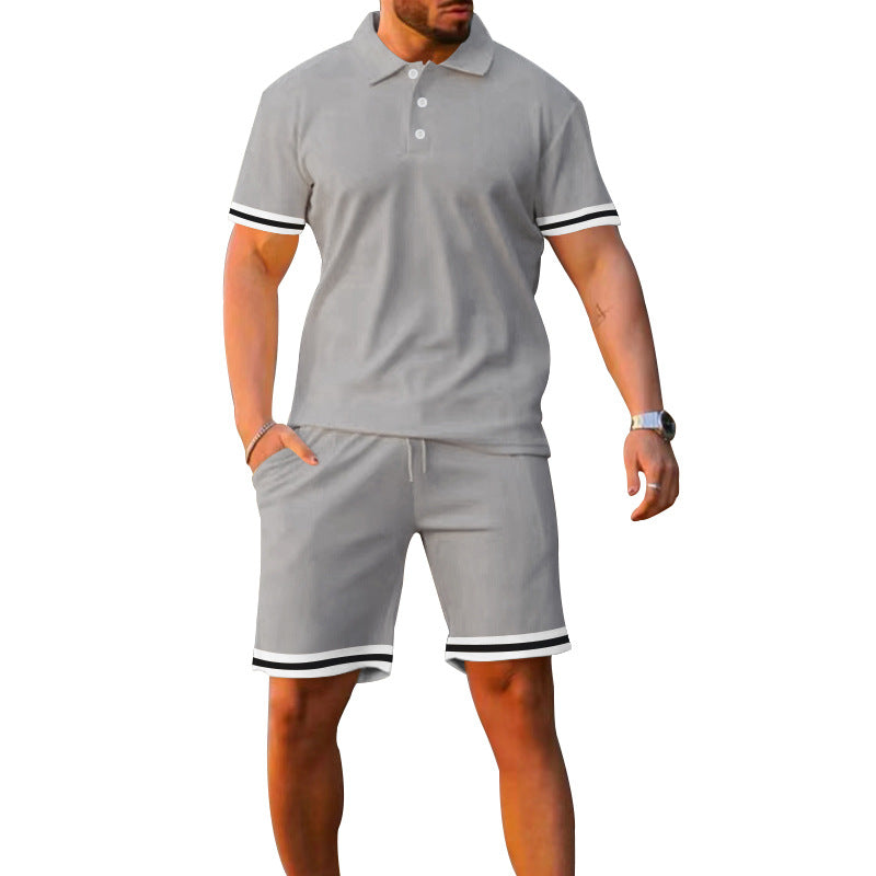 Herren Sportliches Polo- und Shorts-Set mit Kontrastdetails EB