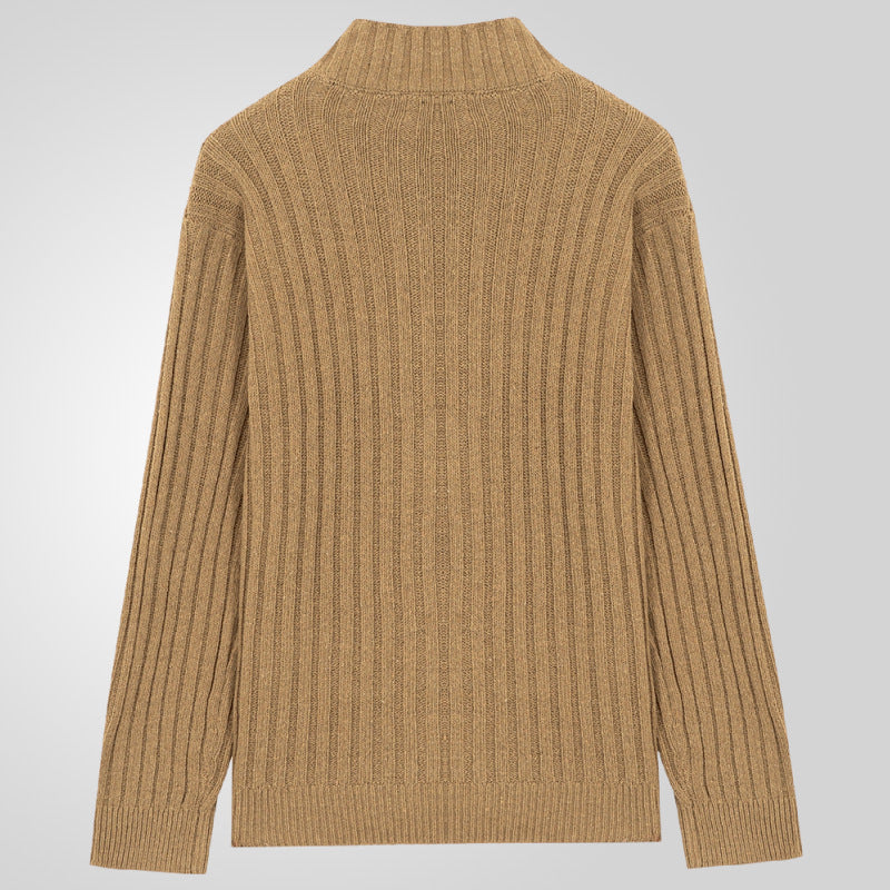 Herren Strickjacke mit klarem Rippenmuster und bequemem Stehkragen EB