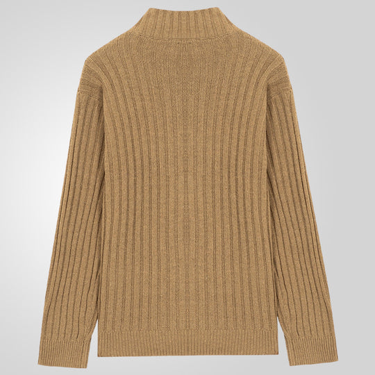 Herren Strickjacke mit klarem Rippenmuster und bequemem Stehkragen EB