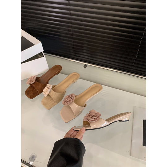 Damen modische Slipper mit Blumenapplikationen EB