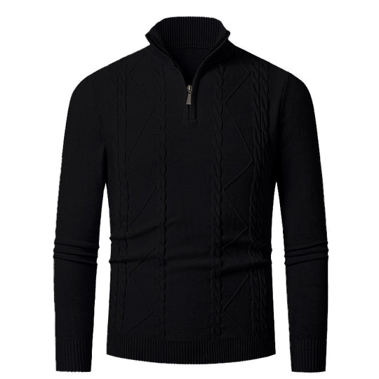 Herren Strickpullover mit Halb-Zip und strukturiertem Muster EB