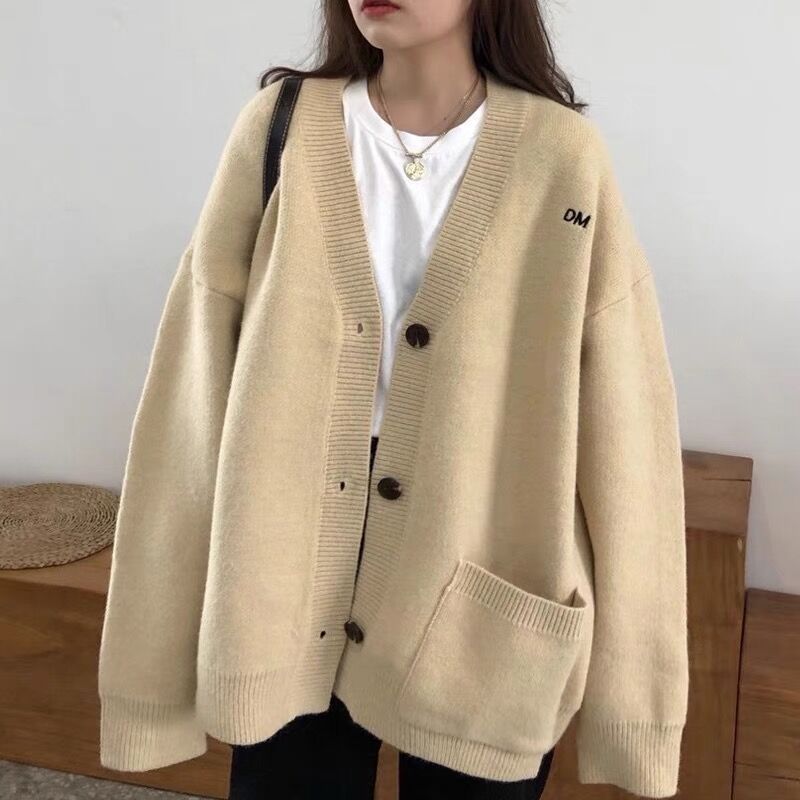 Damen Grob gestrickter Cardigan mit lässigem Schnitt und großen Taschen EB
