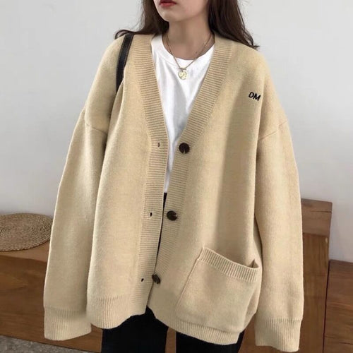Damen Grob gestrickter Cardigan mit lässigem Schnitt und großen Taschen EB
