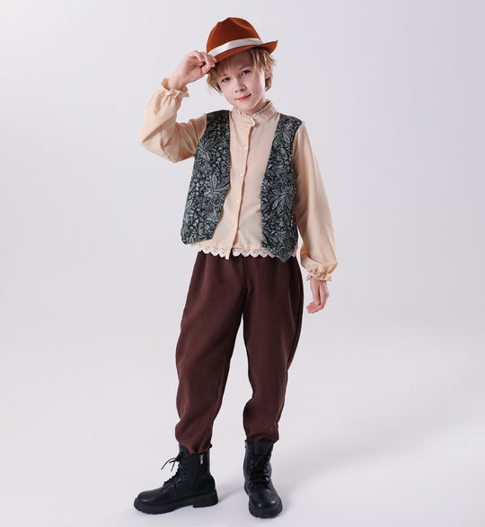 Unisex nan Kinderweste im Vintage Brokatstil mit floralem Jacquardmuster EB