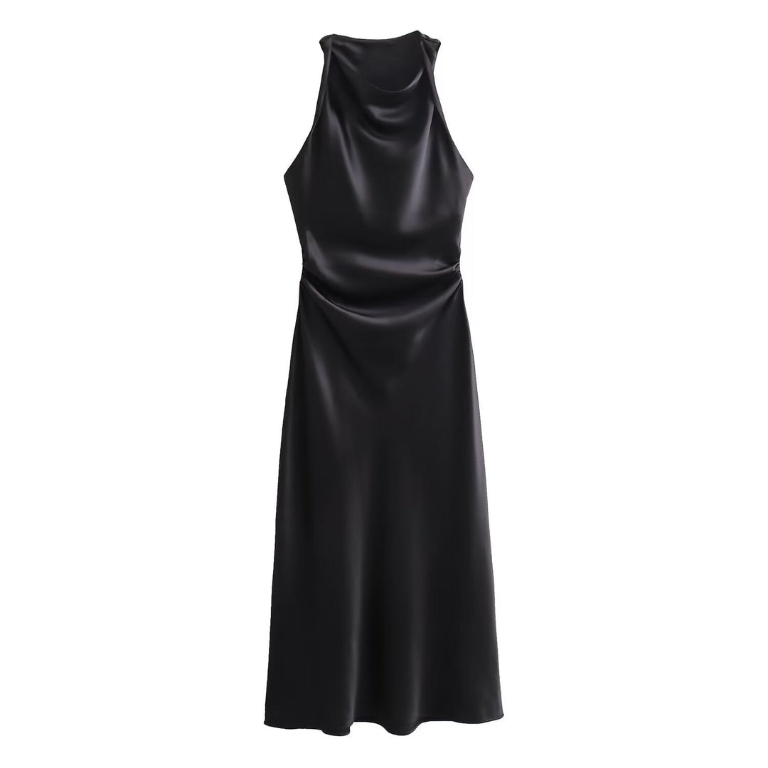 Damen elegantes Sommerkleid mit fließendem Schnitt und charmanten Rüschendetails EB