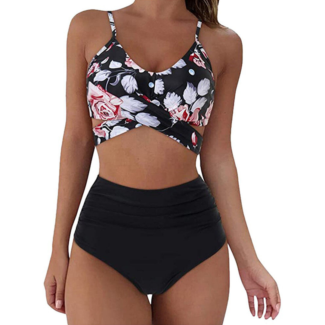 Damen Crop-Top Bikini-Set mit geflochtenem Design EB