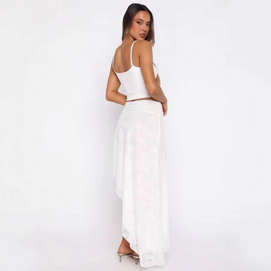 Damen asymmetrisches Kleid mit Spitzenrock und süßem Bustier-Oberteil EB