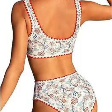 Damen Hochtailliertes Bikini-Set mit floralem Design EB
