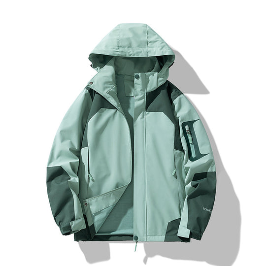 Herren winddichte Softshell-Outdoorjacke mit verstellbarer Kapuze, verschließbarer Ärmeltasche und atmungsaktiver Membran EB