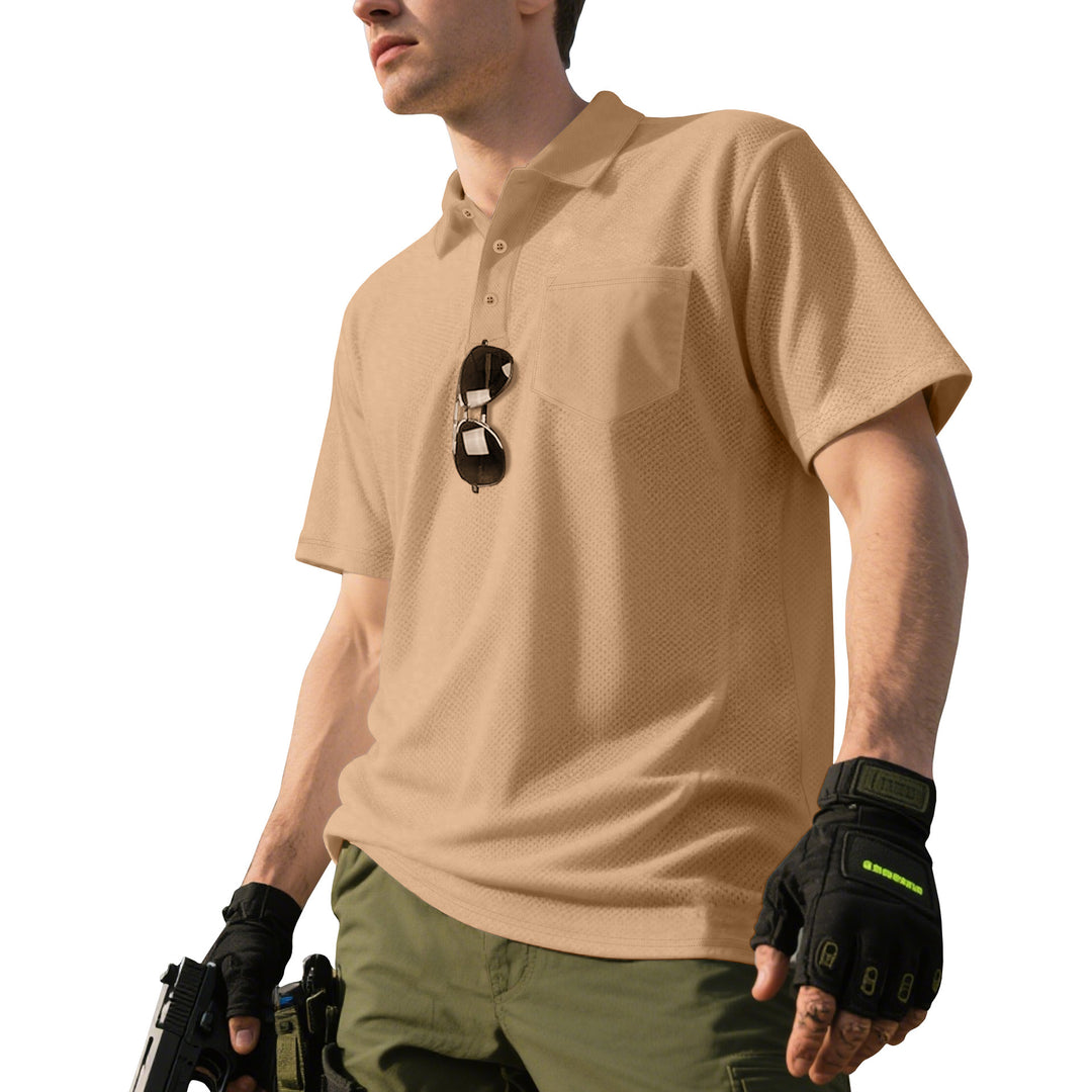 Herren nan funktionelles Kurzarm-Poloshirt mit Brusttasche, eingearbeiteter Stiftlasche und mikroperforierter Belüftung EB