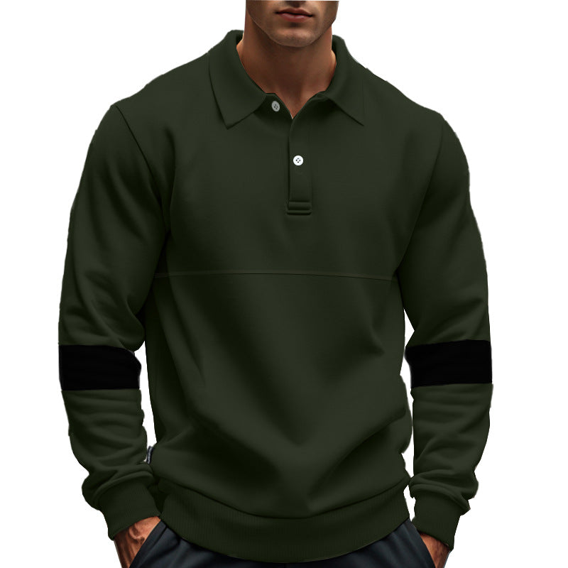 Herren modischer Langarmpullover mit poloartigen Details und kontrastierenden Ärmelbündchen EB